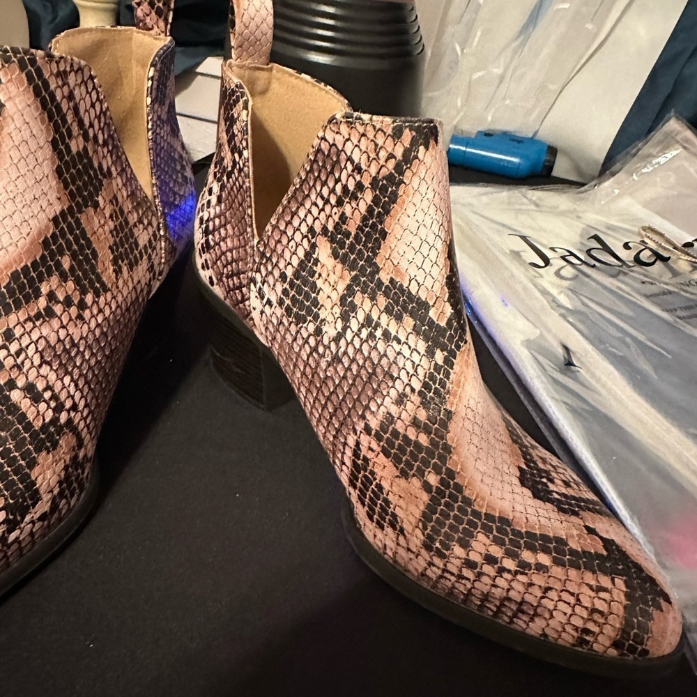 Snake Print Block Heel Sandals